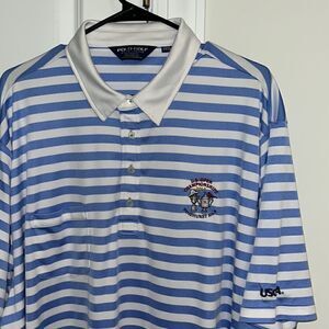 Ralph Lauren Pony Blue 2014 US Open Pinehurst Dual trophy golf pocket polo shirt